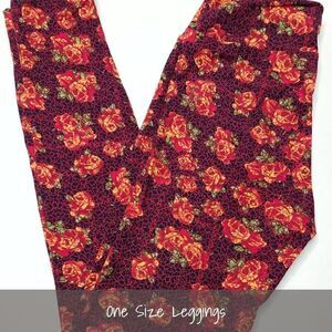 LuLaRoe OS Leggings Floral Red NEW
